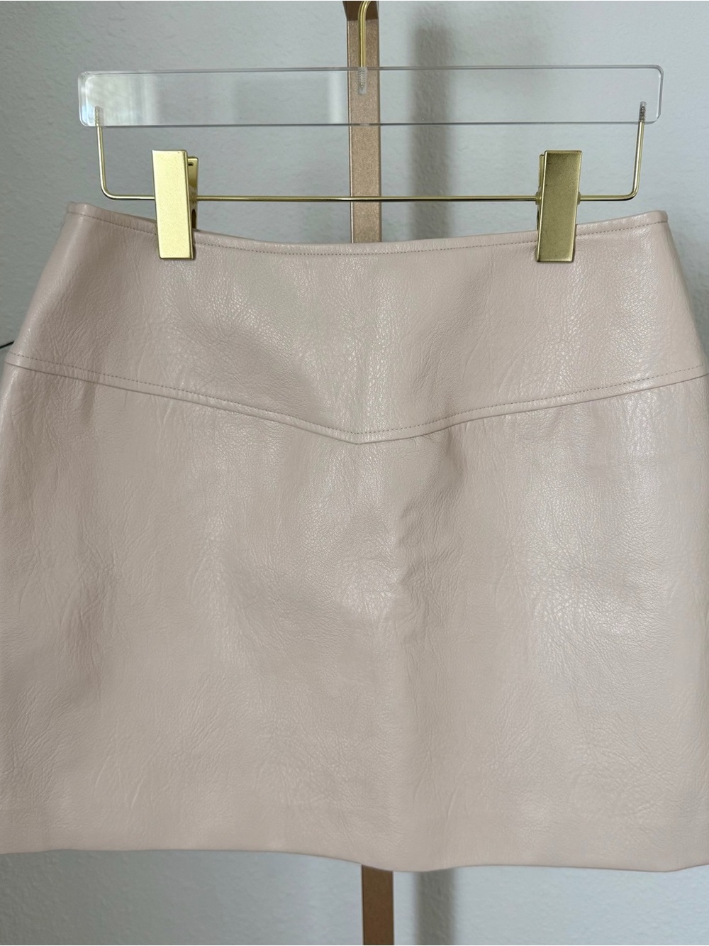 ASTR The Label Cream Faux Leather Mini Skirt Size M Festival Hippie Boho Y2K